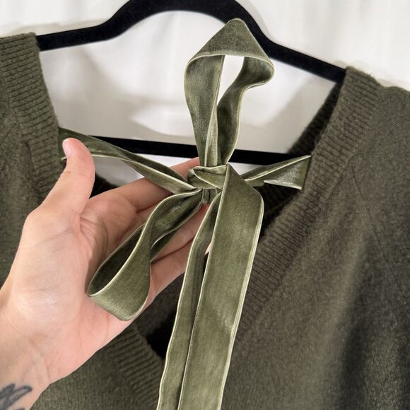 J. Crew Wool Blend Sweater Women's Small Green Knit Long Sleeve Open Back - Picture 12 of 12